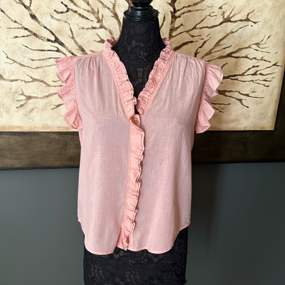 Romantic Ruffle Blush Sleeveless Top